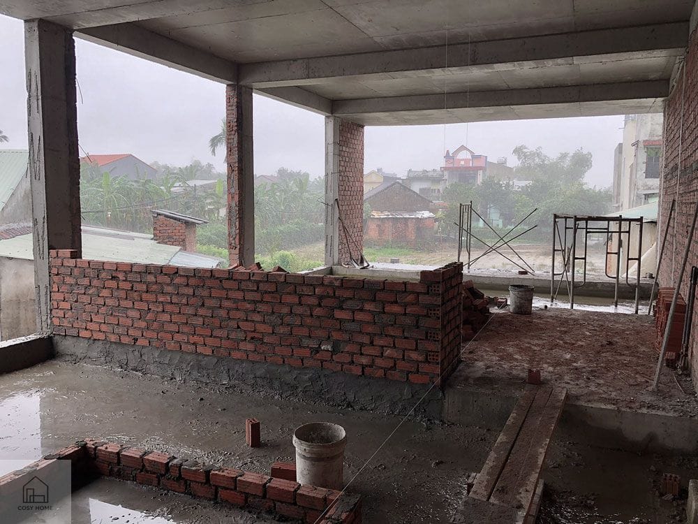 Thi công phần thô thực tế tại công trình nhà phố 600m2
