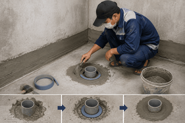 Xử lý chống thấm cổ ống xuyên sàn