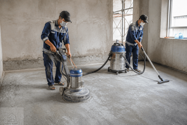 Vệ sinh nền sàn chuẩn bị chống thấm