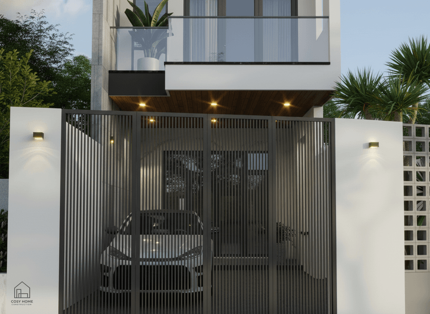 Phối cảnh mặt tiền nhà phố 2 tầng 
