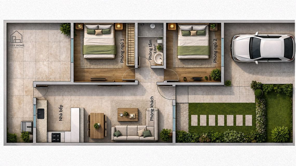 mặt bằng thiết kế nhà cấp 4 đầy đủ công năng