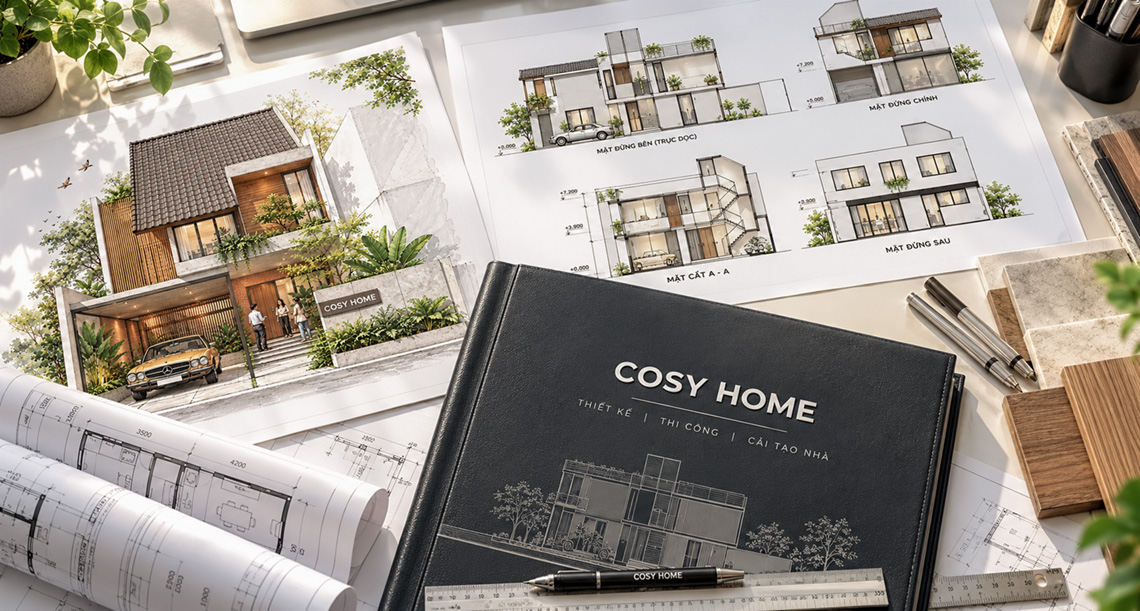 Giá thiết kế nhà bao nhiêu 1m2 - Hồ sơ thiết kế nhà phố XÂY DỰNG COSY HOME
